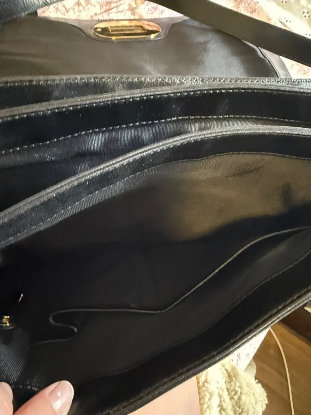Badgley Mischka Black Leather Satchel with Gold Hardware NWOT